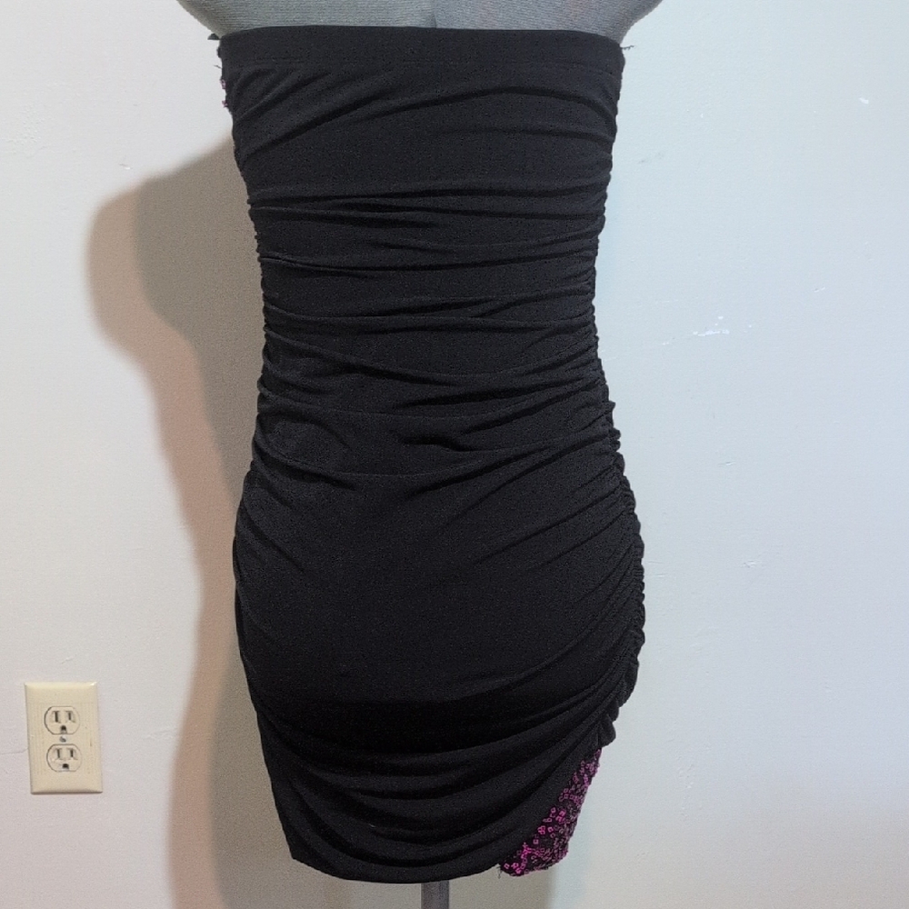 Deb Black and Pink Strapless Sequin Cocktail Dress - Picture 5 of 6
